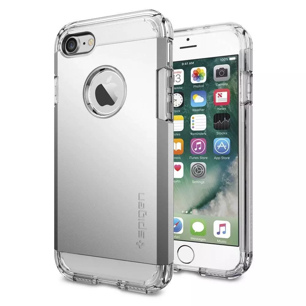 Протиударний чохол бампер Spigen Tough Armor (вбудована підставка) для iPhone SE 2020 / iPhone SE 2022 Silver (Сріблястий) Протиударний чохол бампер Spigen Tough Armor (вбудована підставка) для iPhone SE 2020 / iPhone SE 2022 Silver (Сріблястий)
