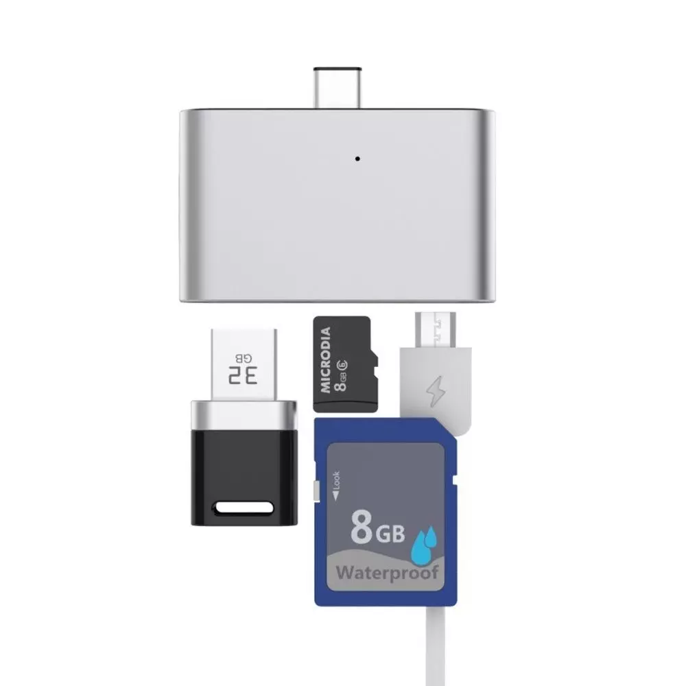 USB-хаб Anomaly 4 in 1 Type-C Card Reader Gray (Серый)