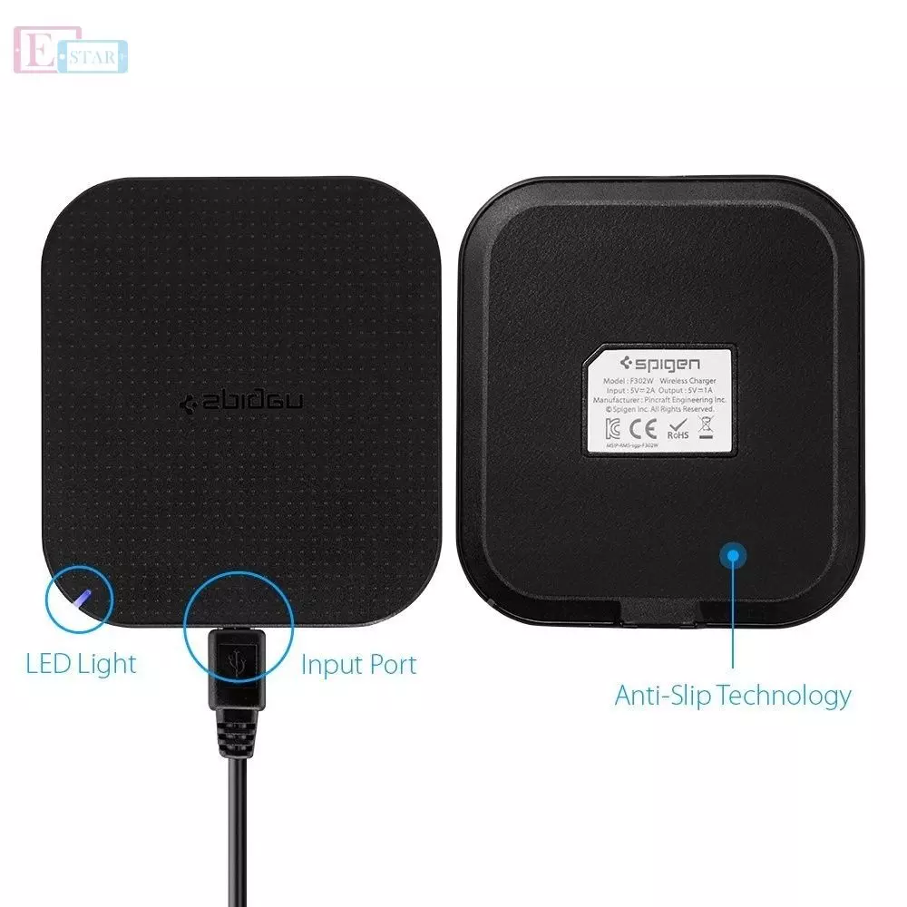 Беспроводное зарядное устройство Spigen Qi Wireless Charging Pad F302W Black (Черный) 000CH20765 Беспроводное зарядное устройство Spigen Qi Wireless Charging Pad F302W Black (Черный) 000CH20765