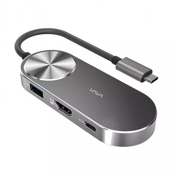 USB-Hub VAVA USB C Hub with 100W Power Delivery, SD Card Reader, 4K HDMI Port, 2 USB 3.0 Ports Gray (Сірий) VA-UC005 USB-Hub VAVA USB C Hub with 100W Power Delivery, SD Card Reader, 4K HDMI Port, 2 USB 3.0 Ports Gray (Сірий) VA-UC005