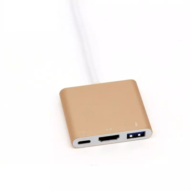 Адаптер AULID 3 в 1 Type C хаб to Type C + HDMI + USB3.0 1080p Gold (Золотий) Адаптер AULID 3 в 1 Type C хаб to Type C + HDMI + USB3.0 1080p Gold (Золотий)
