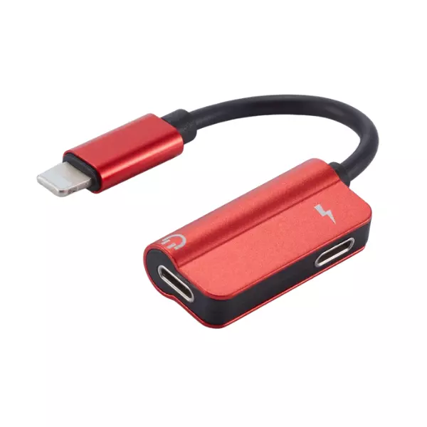 Адаптер Rock Lightning Metal Charge&amp;Audio 2 in 1 version B Red (Червоний) RCB0588