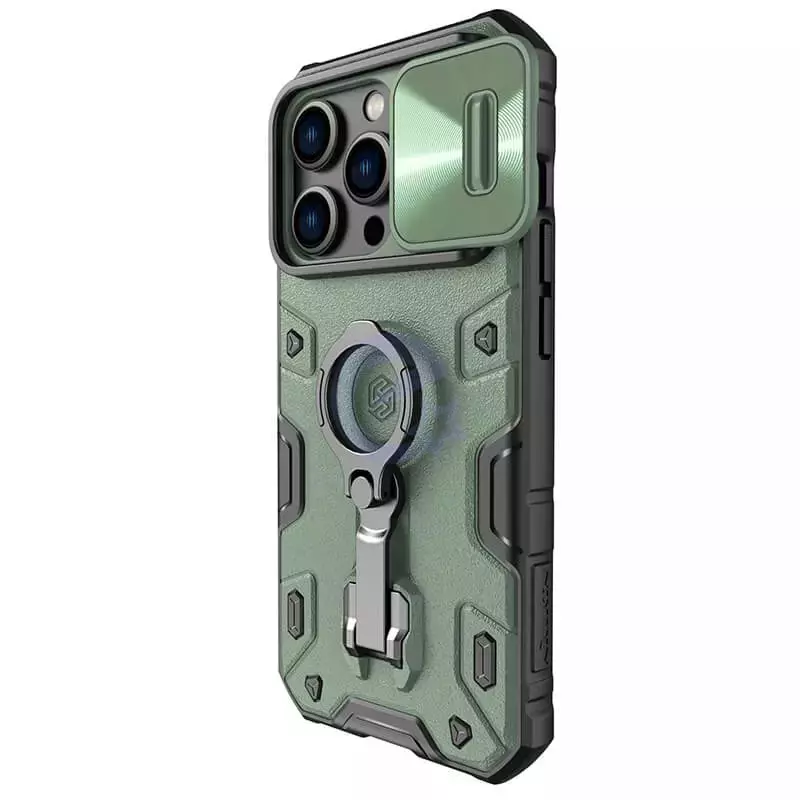 Чехол бампер для iPhone 14 Pro Max Nillkin CamShield Armor Pro (шторка на камеру) Green (Зеленый) 