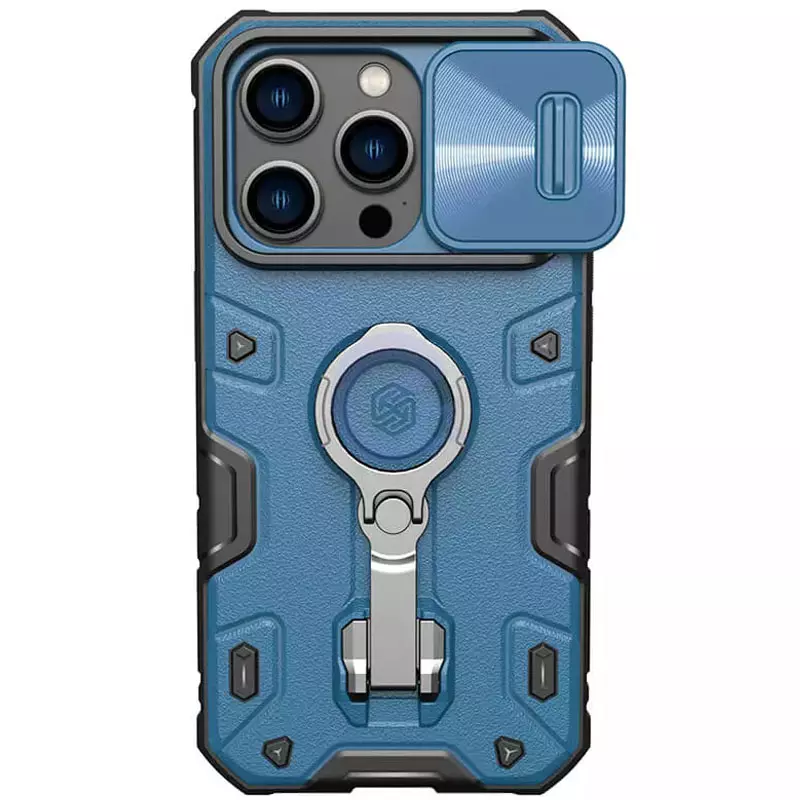 Чехол бампер для iPhone 14 Pro Nillkin CamShield Armor Pro (шторка на камеру) Blue (Синий) 