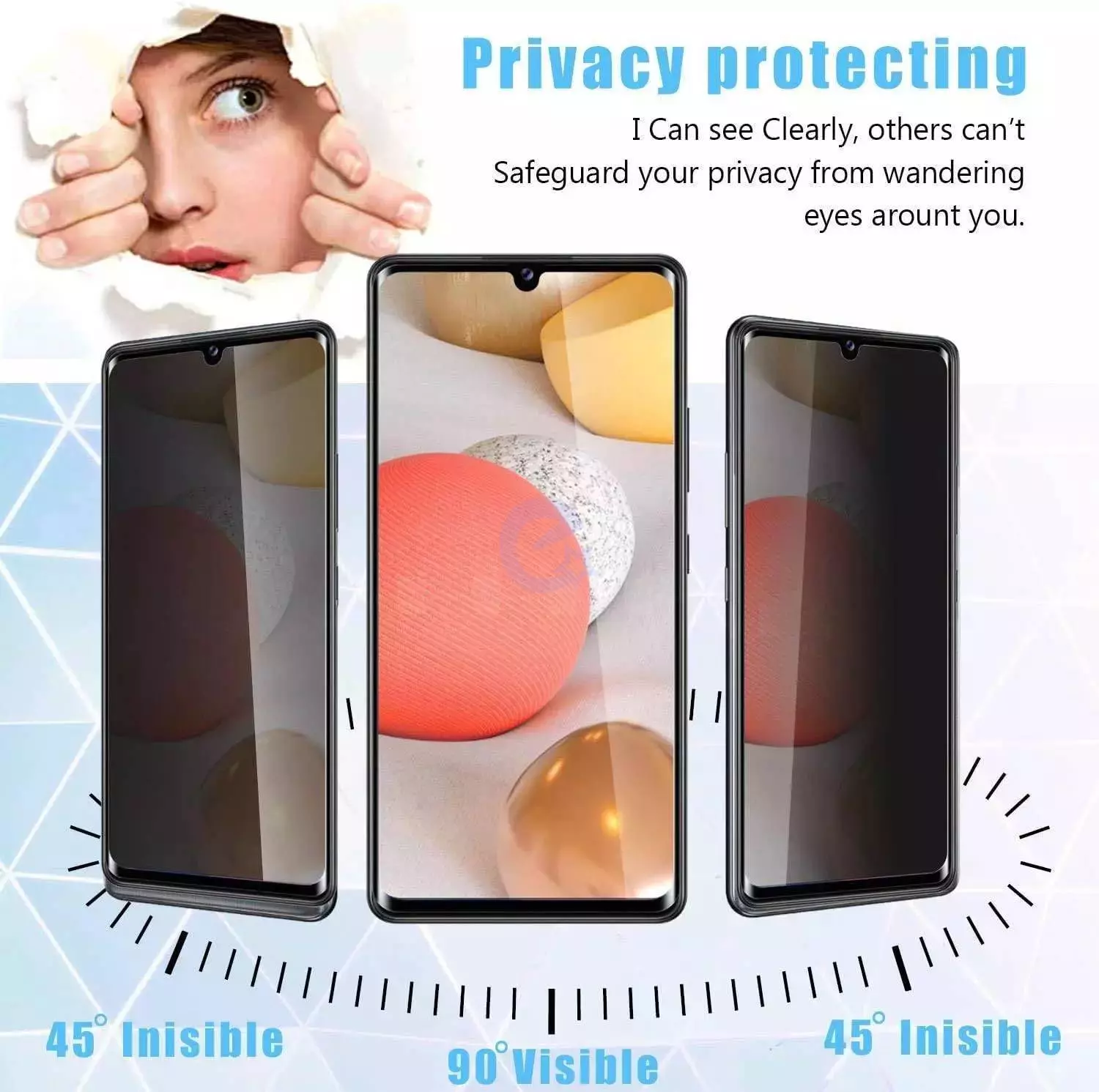 Защитное стекло антишпион для Samsung Galaxy A35 Anomaly Anti-Spy Tempered Glass Black (Черный) 