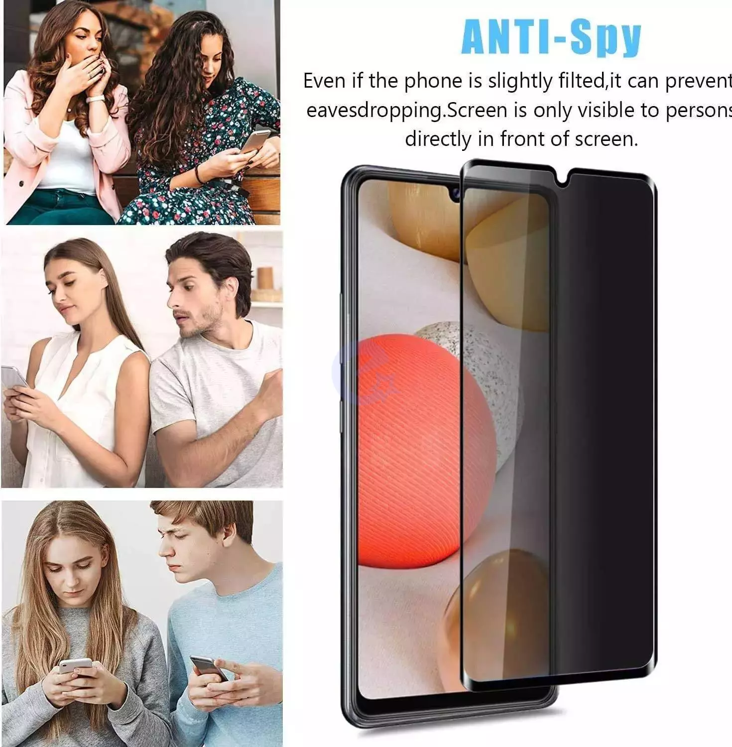 Защитное стекло антишпион для Samsung Galaxy A35 Anomaly Anti-Spy Tempered Glass Black (Черный) 