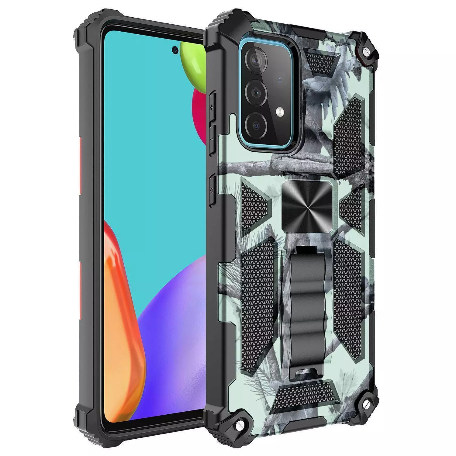 Протиударний чохол бампер для Samsung Galaxy S24 Anomaly Hybrid Armor (вбудована підставка) Camo / Green (Камуфляж / Зелений) 