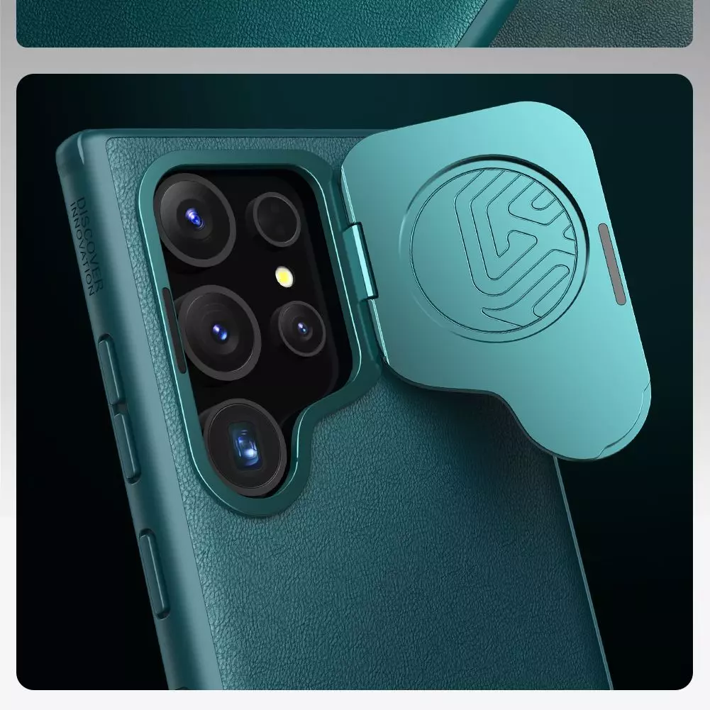 Чохол бампер Nillkin CamShield Prop Leather (шторка на камеру) для Samsung Galaxy S24 Ultra Blue (Синій) 