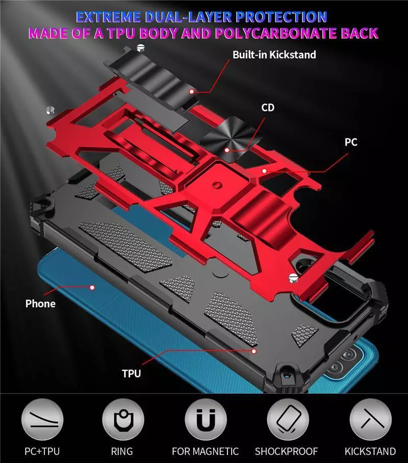 Протиударний чохол бампер для Realme 11 4G Anomaly Hybrid Armor (вбудована підставка) Red (Червоний) 
