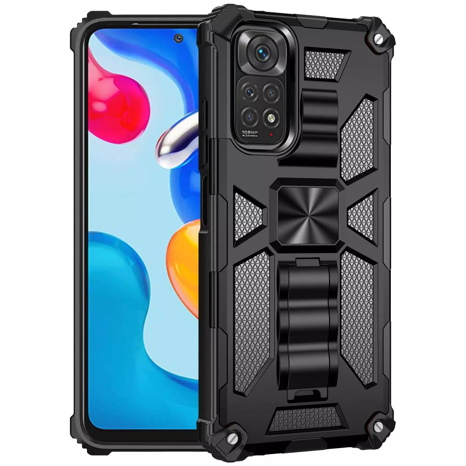 Протиударний чохол бампер для Motorola Moto G54 Anomaly Hybrid Armor (вбудована підставка) Black (Чорний) 