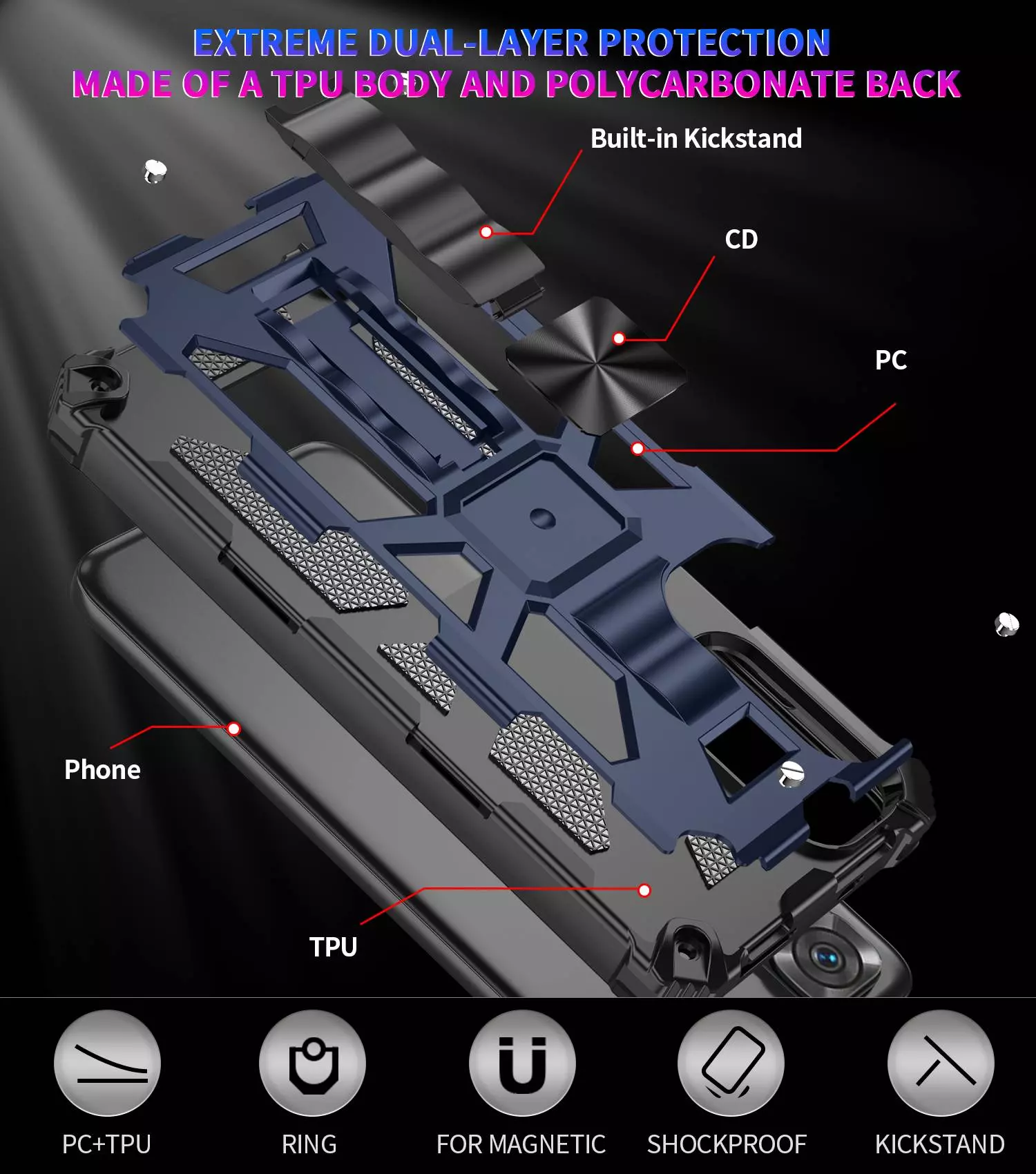 Протиударний чохол бампер для Oppo A38 / A18 Anomaly Hybrid Armor (вбудована підставка) Camo / Blue (Камуфляж / Синій) Протиударний чохол бампер для Oppo A38 / A18 Anomaly Hybrid Armor (вбудована підставка) Camo / Blue (Камуфляж / Синій)