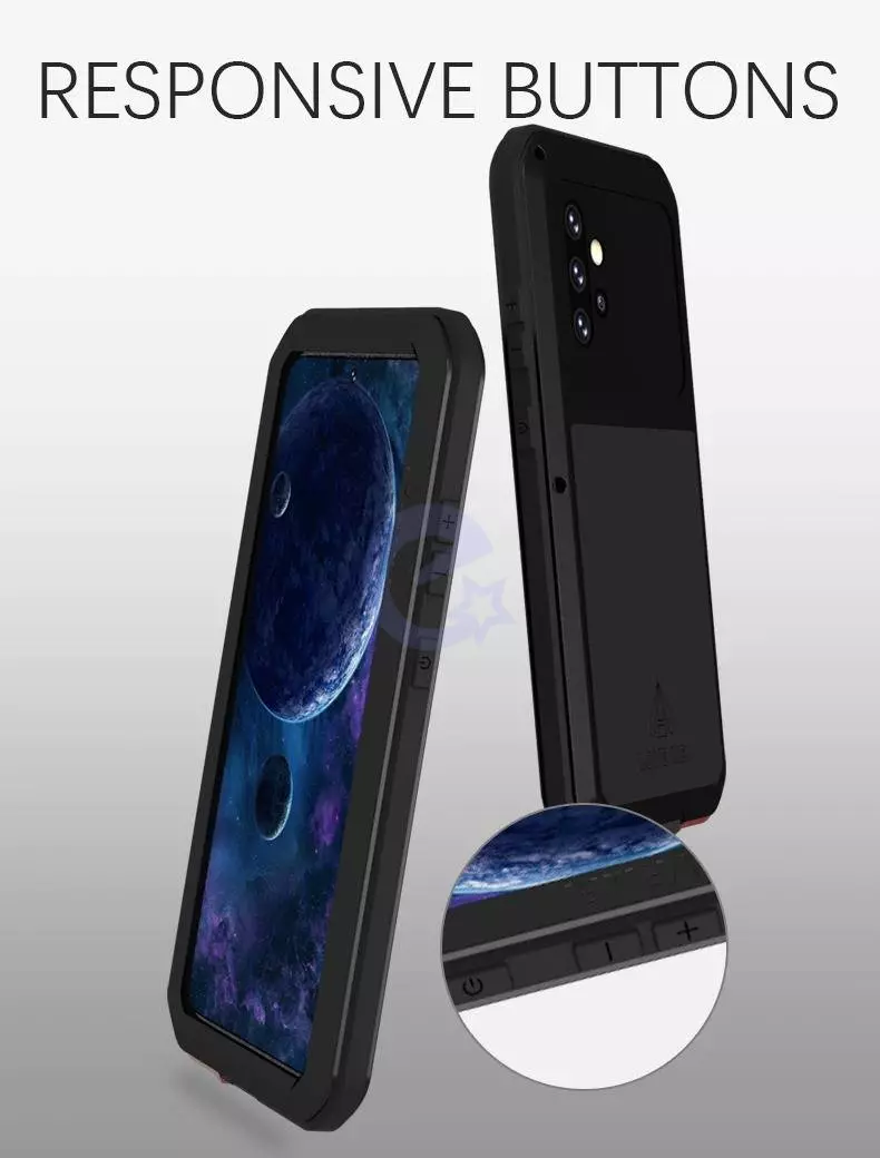 Противоударный чехол бампер Love Mei PowerFull (Со стеклом) для Samsung Galaxy A34 Silver (Серебристый) Противоударный чехол бампер Love Mei PowerFull (Со стеклом) для Samsung Galaxy A34 Silver (Серебристый)