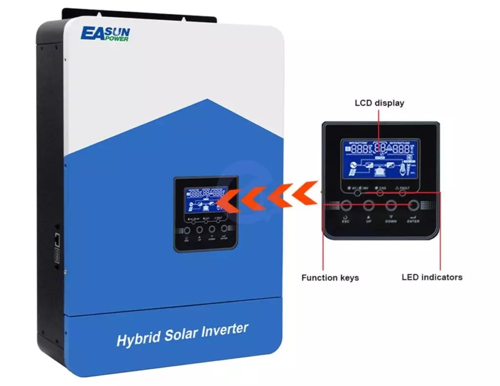 Гибридный солнечный инвертор EASUN POWER ISolar-SMH-II-3.2KW 3000W 24V-230V Blue / White (Синий / Белый)