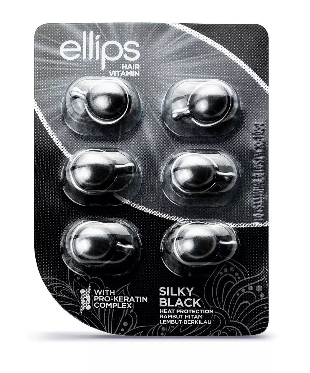 Витамины Ellips Silky Black Pro Keratin для ежедневного ухода за темными волосами (6 шт.)