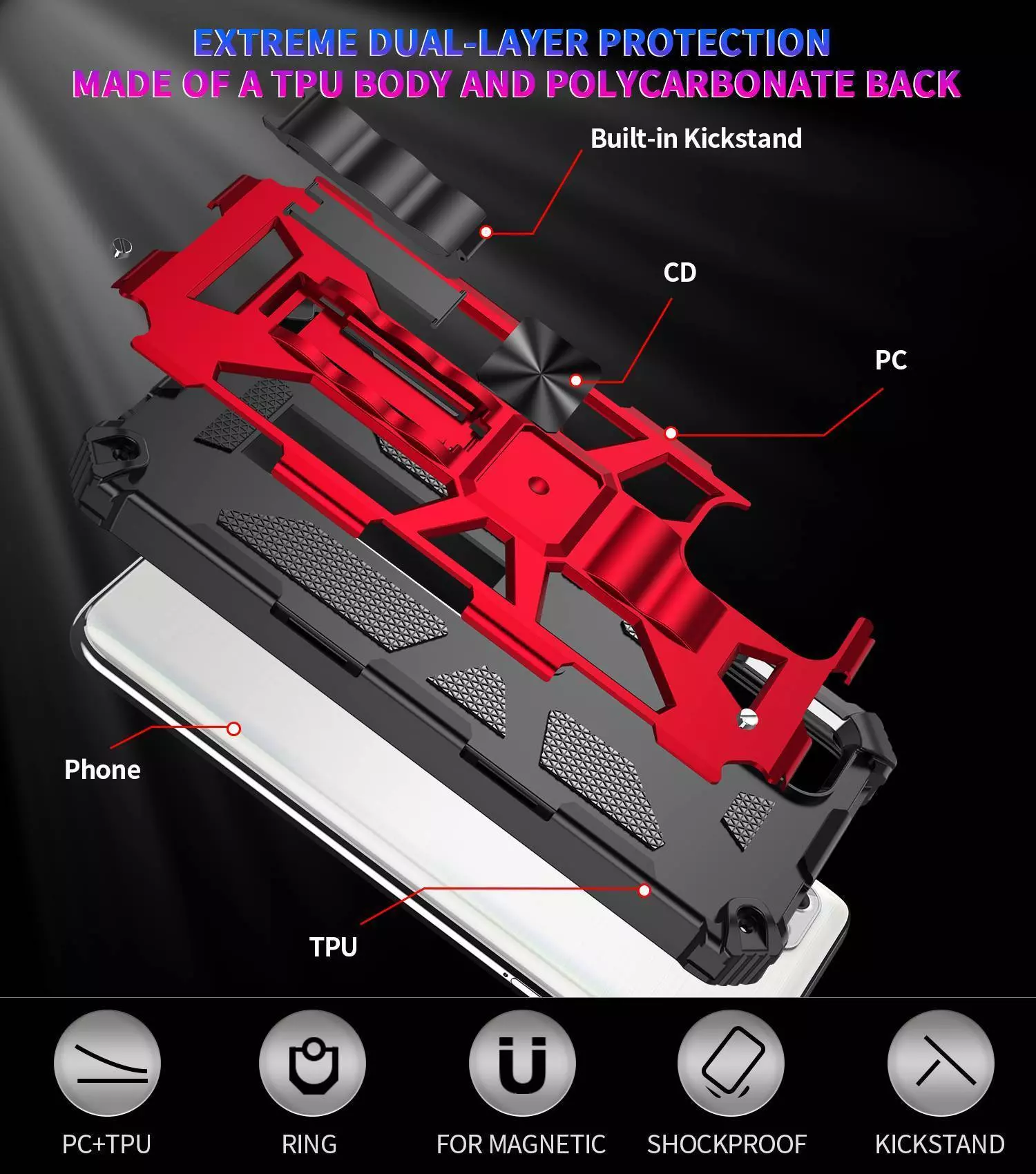 Протиударний чохол бампер для Huawei P60 Pro Anomaly Hybrid Armor (вбудована підставка) Army Blue (Армійський Синій)