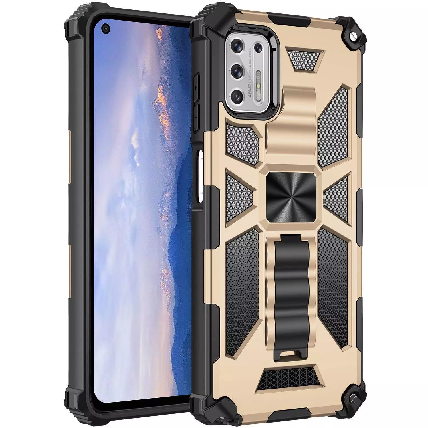 Протиударний чохол бампер для Sony Xperia 10 VI Anomaly Hybrid Armor (вбудована підставка) Gold (Золотий)