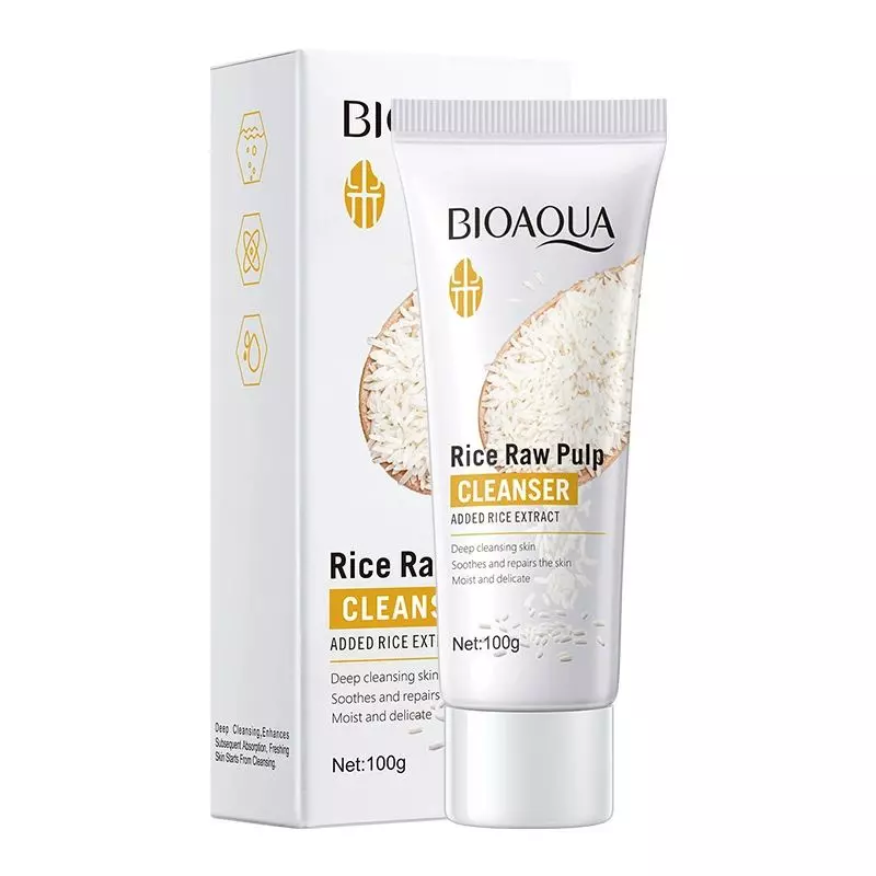 Очищающий крем для лица с экстрактом риса Bioaqua Rice Raw Pulp Cleanser, 100 г