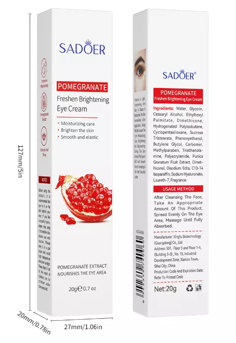 Осветляющий крем для кожи вокруг глаз с экстрактом граната SADOER Pomegranate Fresh Brightening Eye Cream, 20 г