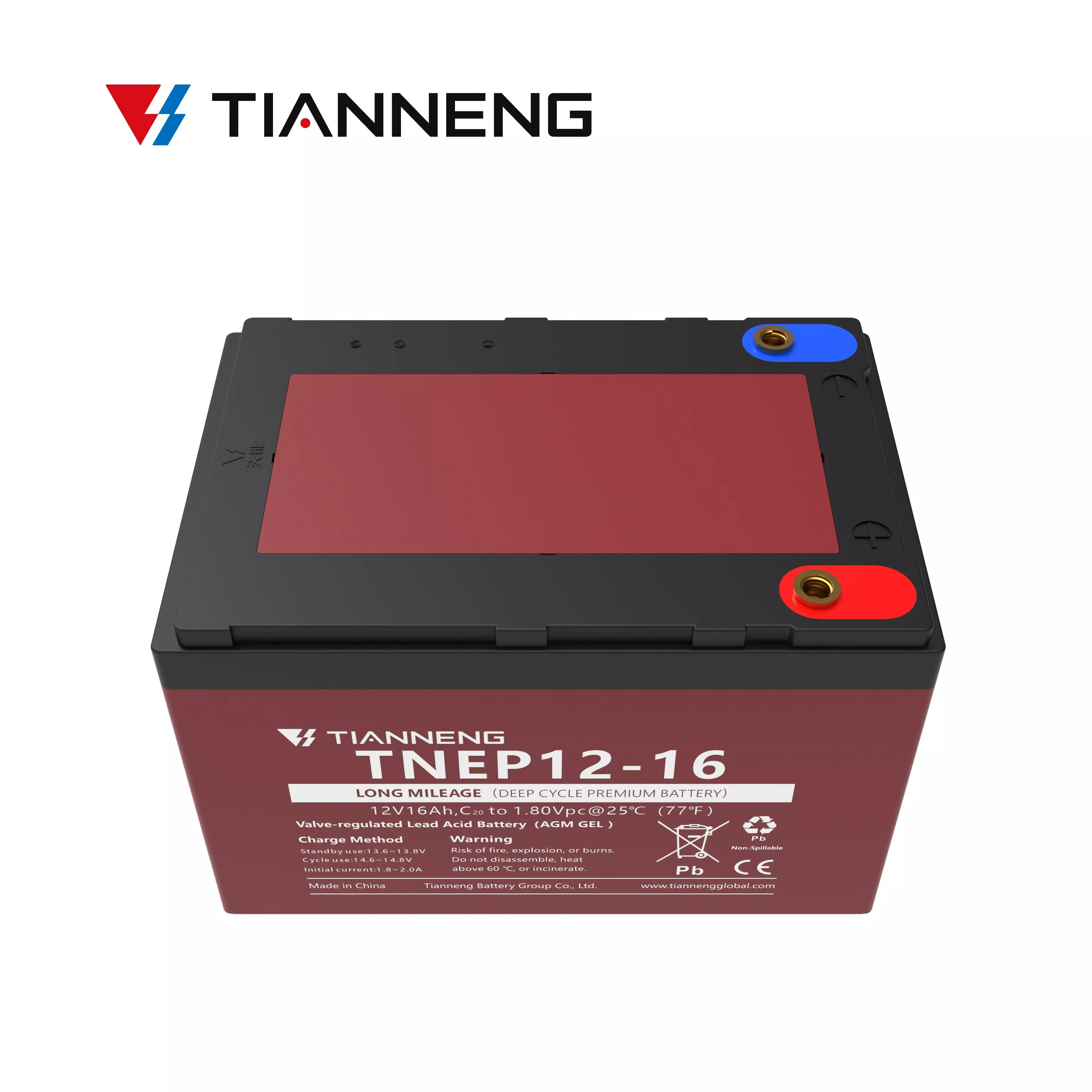Тяговий акумулятор 72V 16Ah свинцево-кислотний TIANNENG TNEP12-16 (6 шт.) Тяговий акумулятор 72V 16Ah свинцево-кислотний TIANNENG TNEP12-16 (6 шт.)