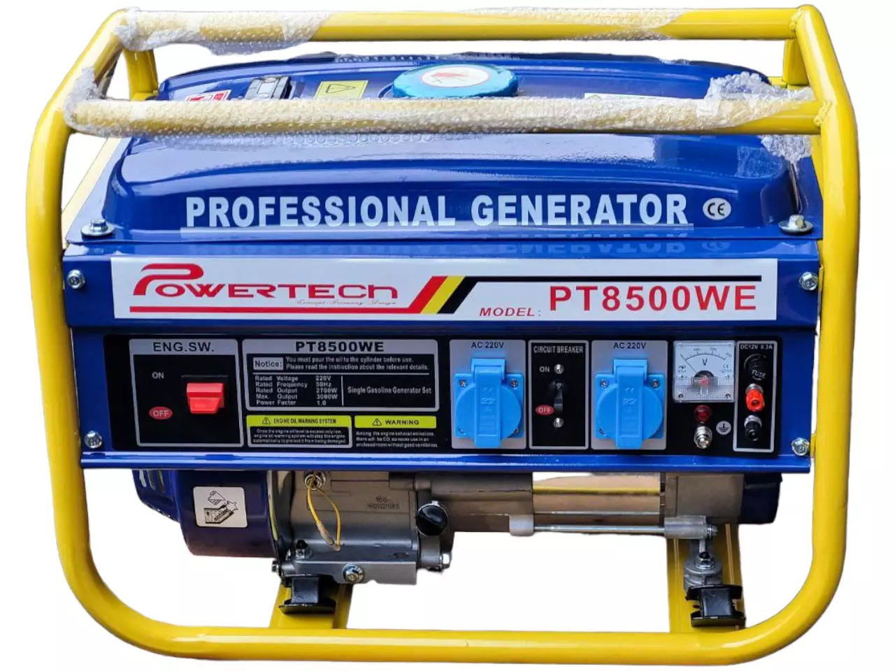 Бензиновый Генератор Powertech PT8500WE однофазный 2,5 3 кВт