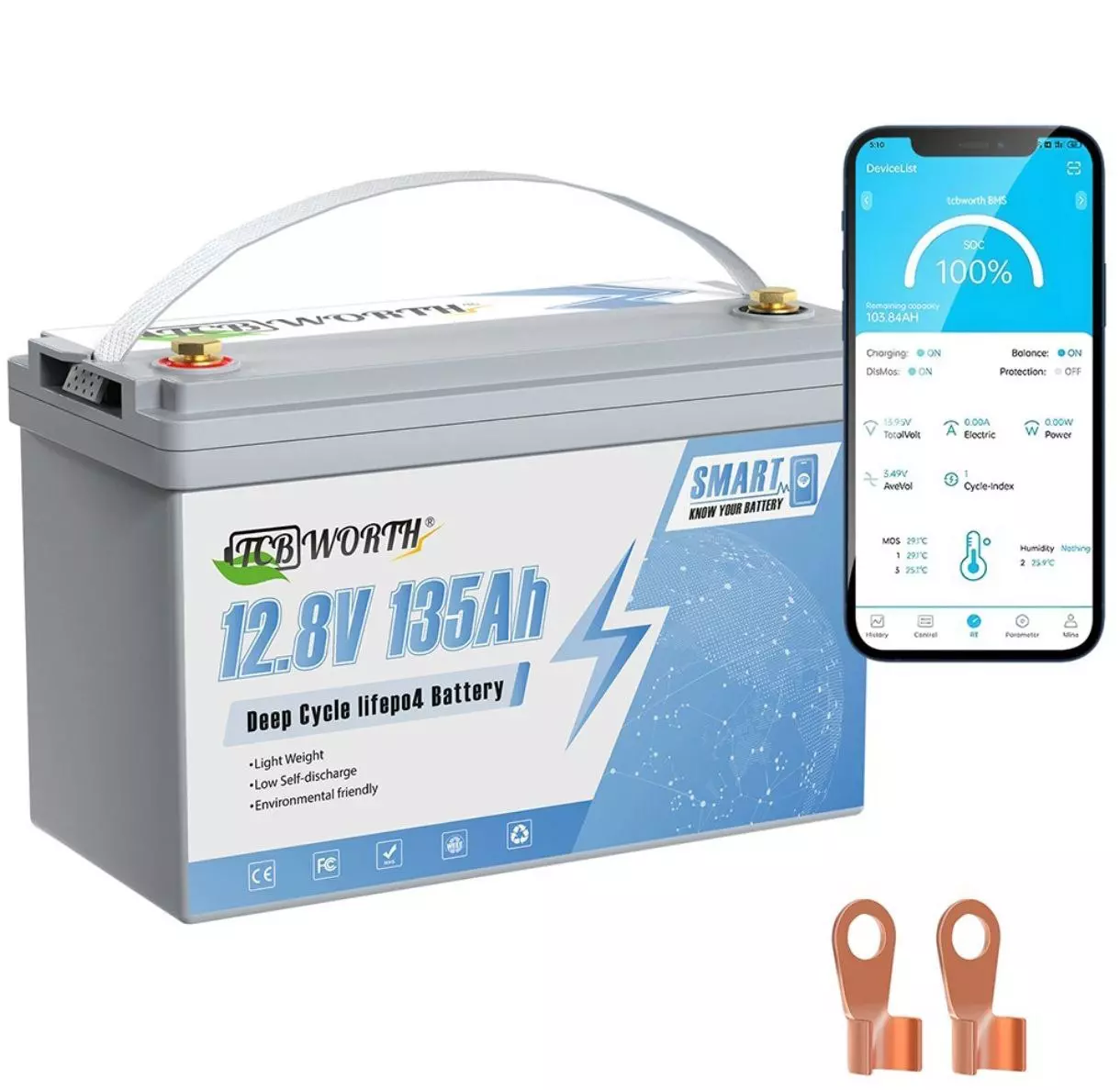 Літій-залізо-фосфатний акумулятор (LiFePO4) TCBWorth 12.8V 135Ah 1728Wh Літій-залізо-фосфатний акумулятор (LiFePO4) TCBWorth 12.8V 135Ah 1728Wh